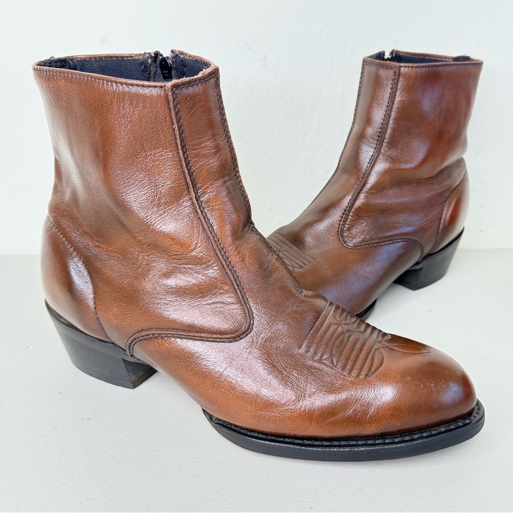 Laredo Fletcher Brown Leather Side Zipper Western Boot PA6671 Men’s Size 11.5 EW